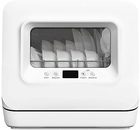 Lavavajillas automático Instalación Rápida 5 Programas De Lavado Secado Al Aire Tamaño Mini Portátil 4 Juegos Encimera Lavavajillas Compacto Automático For El Hogar Diseño compacto y que ahorra espaci