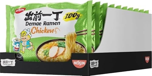 NISSIN Chicken Flavoured Instant Noodles, 100 g (10-Pack) | Quick Meal Ready in 3 Minutes, Vegetarian & Vegan Friendly, Rich Chicken Flavour