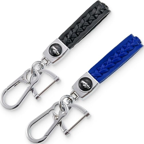 ZEPIQOR 2pcs Schlüsselanhänger für Auto Motorrad, Schlüsselanhänger Leder Geflochtenes Schlüsselband D Ring Schlüsselring Ersetzen Zubehör für Auto