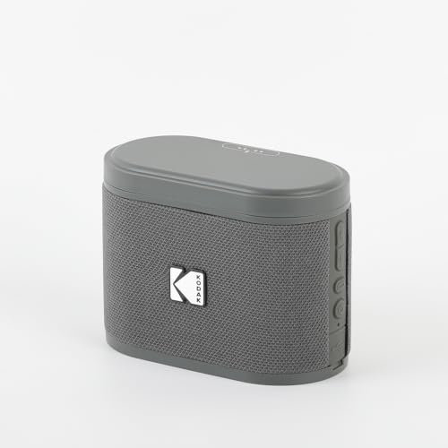 KODAK SOUNDBRIX - Altavoz portátil inalámbrico – Conexión de hasta 100 Altavoces – Muelle magnético y Sonido Potente 5 W – 3H de duración – Gris