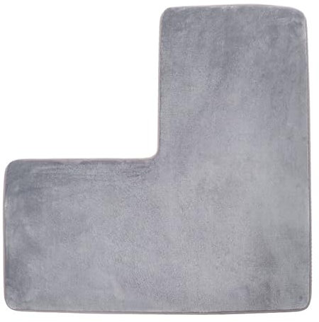 Generico Alfombra de baño en forma de L, absorbente, suave, antideslizante, lavable, gris, 80 x 80 cm