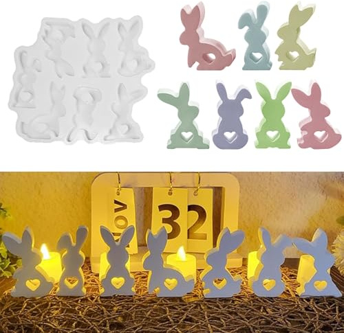 Moldes de silicona para Pascua, 7 unidades, molde de silicona para Pascua, conejo de Pascua, molde de silicona para pascua, molde de yeso para fundir, molde de escayola, molde de Pascua, molde de