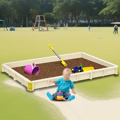 Quadratischer Sandkasten aus Holz mit wasserdichtem und winddichtem Oxford-Stoffbezug, Sandkasten, Spielset, Geschenk für Kinder im Alter von 2 bis 8 Jahren
