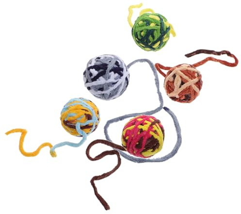 Abaodam 5 Stück Teiliges Katzenspielzeug Verschleißfeste Bunte Wollknäuel mit Glöckchen Interaktives Katzenspielzeug zur Beschäftigung und Aktivierung Jagdinstinkts für Kätzchen und