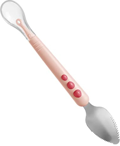LABRIMP Lernbesteck Silikon Doppelkopf Löffel für Babybrei und Fruchtpüree Gebogenes Fütterungsbesteck mit Bpa Freiem Material Kompakt und Sicher für Junge Mädchen Praktischem