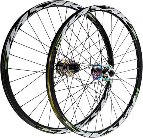 Mountainbike-Laufradsatz 26/27,5/29 Zoll, Doppelwandige Aluminium-Disc-MTB-Räder, 32H Edelstahlspeichen Fahrradlaufrad HG-Nabe 7-12 Gang,Bunt,26inch