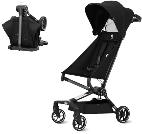 QPlay Travel Stroller for Baby & Toddlers Ages 6 Months to 4 Year Old – 9.48lbs Lightweight & Ultra-Compact Umbrella Stroller with One-Hand Fold, Airplane Carry-on Size, Reclining Seat (Black)