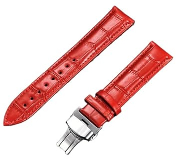 NASUNJIA 18mm 20mm 22mm 24mm Bambumönsterarmband Fjärilsspänne Business Casual Klockarmband Klocktillbehör Grönt(Red-silver,24mm)