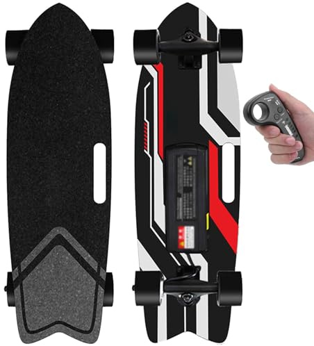 Elektrisches Skateboard mit Fernbedienung, Wasserdichtes Longboard-Skateboard, 7 Schichten Ahorn, Max. Geschwindigkeit 22–40 km/h, 8–30 km Reichweite, für Anfänger, Single-Drive-15km