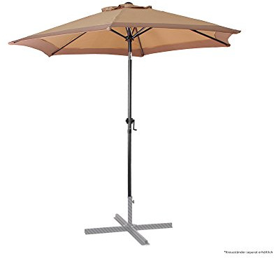 Ondis24 Marktschirm 2,5 Meter Sonnenschutz Sonnenschirm 250 cm rund mit Kurbel, Knick-Gelenk, UV 50, zweifarbig