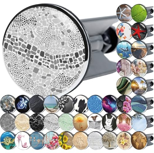 Sanilo Waschbeckenstöpsel, viele schöne Stöpsel für das Waschbecken zur Auswahl, universal mit Motiv (Mosaic World Grey)