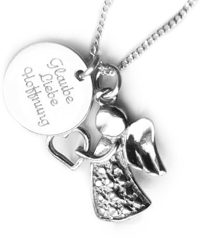 LATIGGA Engel Anhänger, Kette mit Gravur, 925 Silber