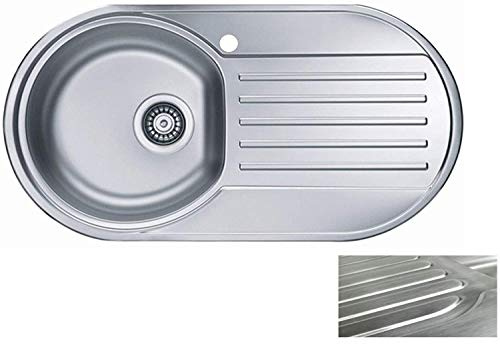 vbchome: fregadero con grifo agujero 832 x 437 mm camping Cocina Fregadero – Satén estructura alveus Forma 40 fregadero Acero Inoxidable fregadero escurridor camping Cocina Fregadero desagüe, Plateado