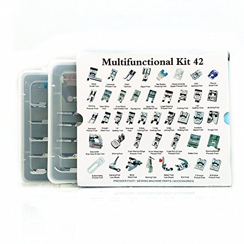 YEQIN Professional Domestic Sewing Foot Presser Foot Presser Feet Set for Singer, Brother, Janome,Kenmore, Babylock,Elna,Toyota,New Home,Simplicity And Low Shank Sewing Machines(42 PCS)