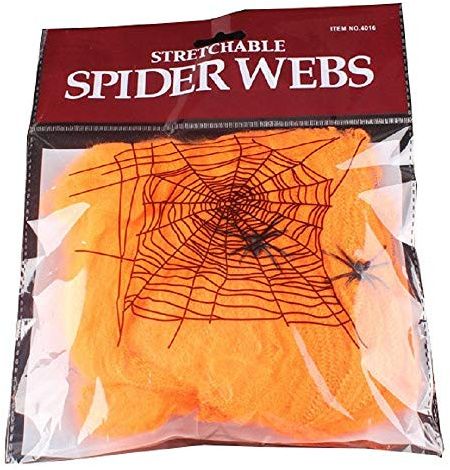 Inception Pro Infinite Ragnatela Finta - 2 Ragni - 20 Grammi - Decorazione - Halloween - Elasticizzata - Festa - Accessori - Colore Arancione