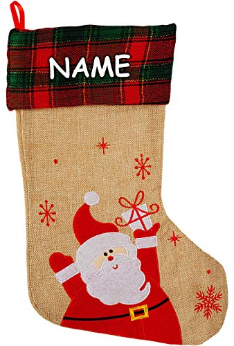alles-meine.de GmbH XL - Weihnachtssocke & Weihnachtsstrumpf - inkl. Name - 3D Effekt - 45 cm - Weihnachtsmann/Nikolaus/Santa Clause - zum Aufhängen - Nikolausstiefel - Nikol..
