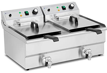 Royal Catering RCPSF 26ETH Friteuse Électrique Professionnelle Pro Deux Double Bac Zones Froides En Inox 2 X 16 L Monophasé 230 V