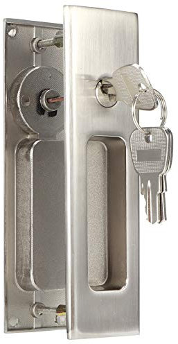 Tiiyee Sliding Glass Door Handle Lock Set, Patio Clamp Style Latch Handle Set Replacement for Sliding Glass Door with Key Flush Mount for Right or Left Door Hardware Fittings(silver)