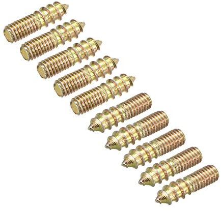 sourcing map 20pcs M6x25mm Vis Double Filetage Boulon pour Bois Meuble | Double Extrémité Cheville