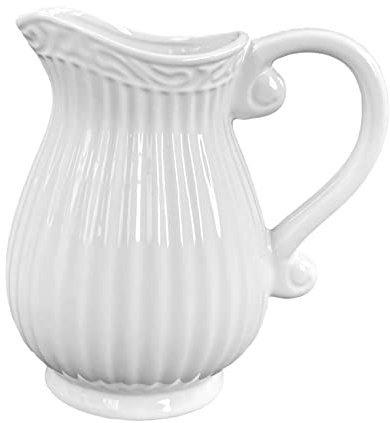 White Ceramic Vase 17cm Pitcher Styles Wedding Table Piece Centrepiece Flower Arranging Home Decor Shiny Gloss Glaze Ornament (White Jug)