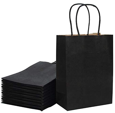 Loveinside 33 X 25,4 X 12,7 cm Papiertüten Kraftpapier Schwarz Geschenktüten Großpackung Mit Griffen Für Geburtstag Hochzeit Gastgeschenke 25 Stück/Set