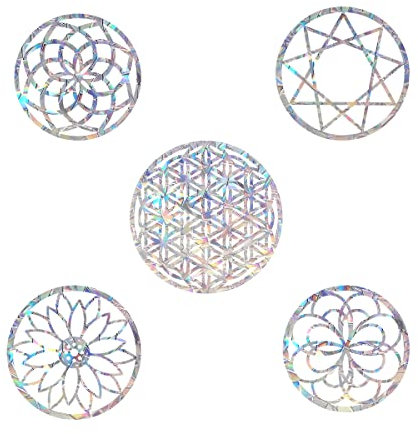 Prisma-Fensteraufkleber für Vogelschläge, Anti-Kollisions-Aufkleber, verhindert, dass Vögel in Fenster fliegen (Mandala, 10 Stück)