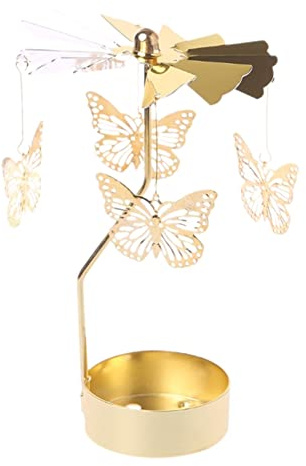 JAWSEU Goldener Drehbarer Kerzenhalter, Rotierendes Karussell-Teelicht, Vintage Kerzenständer, Teelicht Kerzenhalter Abendessen Hochzeit Bar Party für Zuhause Dekoration