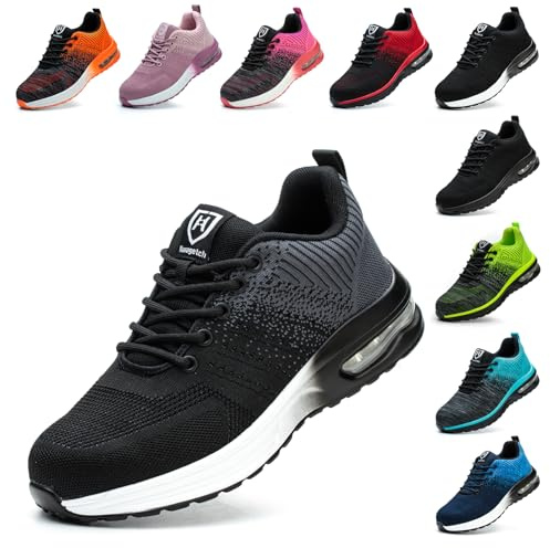 Baofular Scarpe Antinfortunistiche Uomo Donna Leggere Scarpe da Lavoro Comode Scarpe Sicurezza Antiscivolo Traspiranti Grigio 38 EU 240