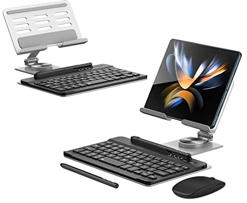 Hülle Tastiera per Tablets + Supporto+ Mouse + Penna,Universale Holder per Samsung Galaxy Tabs/Apple iPads/Huawei MediaPads/Xiaomi Pads/OnePlus Pad(2)