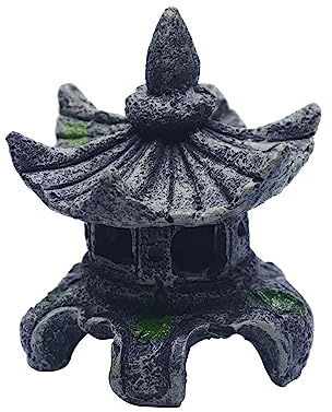 Saim Aquarium Zen Pagoda Lantern Statue Decoration, Resin Garden Accessories Pagoda for Aquarium Fish Tank Landscape Decor