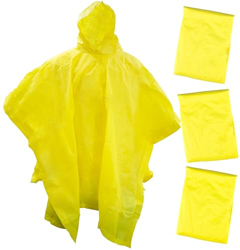 Iconikal Children's Rain Poncho (3-Pack Yellow)