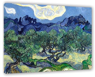 MOBYAT Kunstdrucke Reproduktionen berühmter Gemälde„Die Olivenbäume“Bilder Mit Leinwand-Kunstbild für Heimdekoration Bereit zum Aufhängen 50x60cm(20x24in) Innenrahmen