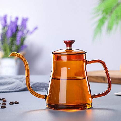 OQHAIR Cafetera Tetera de café Tetera Manual Tetera de Vidrio de Alta Temperatura Tetera de Boca Fina para el hogar Cafetera de Acero Inoxidable (Color: Amarillo, tamaño: 600 ml) (amarill