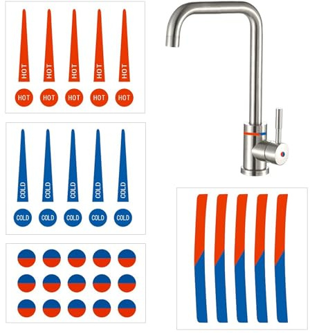Faucet Stickers Hot and Cold Stickers for Faucet Waterproof Hot and Cold Indicator Bathroom Faucet Stickers Hot and Cold Signs for Kitchen Bathroom Hotel School Restaurant (40)