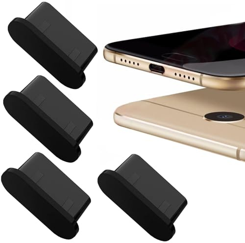 4 x USB 3,1 typ C dammskydd lämpligt för Samsung Galaxy A17 A37 A57 A56 A36 A26 A55 A35 A15 A54 A34 A14 A33 A23 S26 Z vikbar flip 4 5 Note 10 20 hörlurar skydd mot damm typ C AA Svart