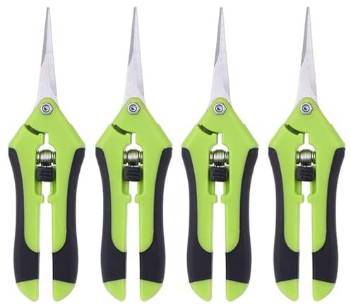 Bhina Lot de 4 Ciseaux de Jardin Chilims Ciseaux de Jardin Ciseaux de Vigne Ergonomiques avec Lame en acier Inoxydable Sécateur de Jardin à Fleurs pour Branches, Fleurs Fruits Plantes Bonsaïs, 16,5cm