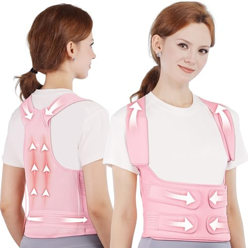 Sioven Rückenhaltungskorrektur für Damen und Herren, verstellbare Rückenbandage, Lendenwirbelstütze, Schulterglätter, Gürtel, Linderung von Schmerzen im oberen Rücken, Schultern, Nacken,