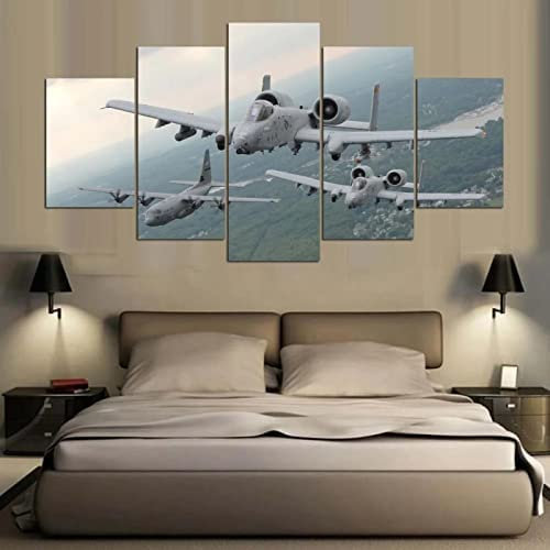 Cuadro En Lienzo Decoracion 5 Piezas Hd Imagen Impresiones En Lienzo Caza De Aviones De Ataque Lienzo Grandes Xxl Murales Pared 5 Paneles De Pinturas De Obras De Arte Moderno 125 X 60 Cm/Do -0W2A/B2Y