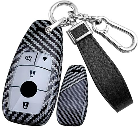 ontto Coque de clé de voiture à 4 boutons pour Mercedes Benz AMG E53 GLS63 Sedan CLA35 45 GLB35 2020-2023 2024 - Coque porte-clés - Accessoires noir-blanc C