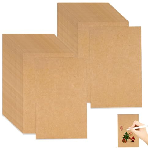 100 Hojas de Cartulina Kraft A6, Tarjetas Personalizadas de 14,6 x 9,6 cm, Papel Kraft Impreso, Carton Pluma para Invitaciones de Boda y Tarjetas de Agradecimiento (Marrón)