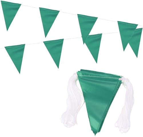 PATIKIL 100ft Pennant Banner Flags, Warning Flagging Banner Safety Flag Barrier Signs for Perimeter Making Traffic Control Party Events, 45 Flags Green