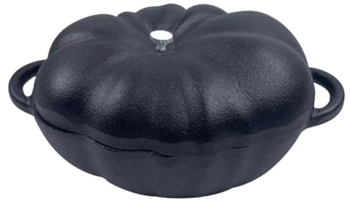 Cason de chaudron en fonte Pumpkin Pumpkin non enduit ménage en fonte de chaudron anti-scald Pumpkin Pot de four hollandais avec couvercle Pumpkin Multifictional Four hollandais pour cuisiner