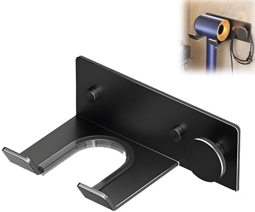 Alriedy Föhnhalter Ohne Bohren, 3in1 Selbstklebende Haartrockner & Haarföhn Halterung aus Metall, Wandmontage für Fön, Glätteisen für Dyson Airwrap Halterung, für Badezimmer Schlafzimmer Barbershop