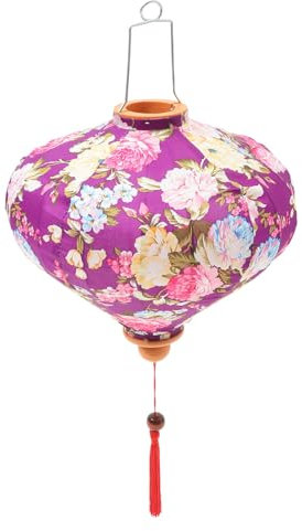 jojofuny Hängende Dekorative Laterne Vintage Blumenmuster Wasserfest Für Garten Party Festival 12 Zoll Lila