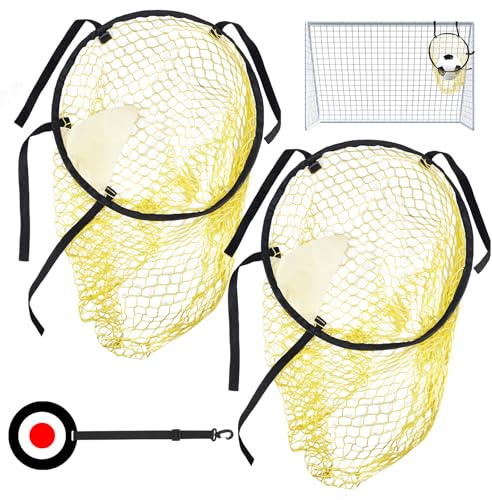 WANDGU 2 Stück Fussball Ziel: 45x60cm Fußballtor Zielnetz, Fussball Trainingszubehör, Fußballzielnetz für Training, Fußballtore für Fußballtraining, Schießen, Outdoor, Gelb