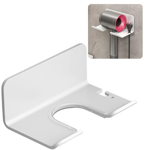 Naapesi Soporte para Secador de Pelo de Pared, Soporte para Secador sin Taladrar, Soporte de Acero Inoxidable con Gancho para Enchufe y Cable, Diseño Ahorrador de Espacio para Baño