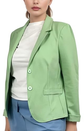 Ballandoro Damblazer i Trikå – Figursydd Jerseykavaj utan Foder och Fickor – Casual Kavaj för Kontor och Vardag – Resvänlig och Mjuk Blazer för Kvinnor, Mint grön, XL