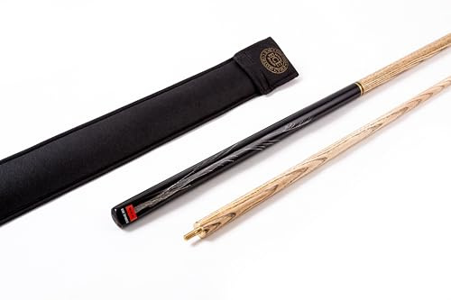 BCE Queue de Billard/Snooker Unisexe Deux pièces en frêne avec étui, Noir/frêne Naturel, 57 145 cm EU