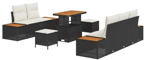 vidaXL Trädgårdsoffset 8 pcs Svart konstrotting, Trädgård och terrass, modern rattan-soffa, utesoffa, modulär möbel, perfekt för avkoppling och komfort