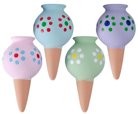 Palle Di Irrigazione per Piante Da Esterno | Picchi Di Auto-Irrigazione Dispositivi Piante,Automatico 4 Pezzi con Pali Decorativi, Giardinaggio per Fiori Interni Esterni